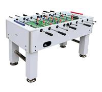 DEVESSPORT Futbolín Semi Profesional Salón Blanco con Retorno de Bolas| Jugadores de Piernas Separadas + Retorno de Bolas + 2 Pelotas Incluidas | Pack Futbolín Semi Profesional con Niveladores