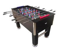 DEVESSPORT Futbolín Semi Profesional Salón Negro con Retorno de Bolas| Jugadores de Piernas Separadas + Retorno de Bolas + 2 Pelotas Incluidas | Pack Futbolín Semi Profesional con Niveladores