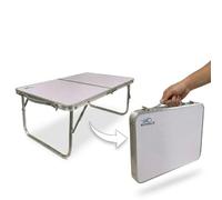 DEVESSPORT Kohala Mesa Plegable Portátil de Aluminio (60x40x25 cm) - Mesa Auxiliar Ligera para Camping, Playa, Picnic, Ordenador o Bandeja de Cama - Diseño Compacto Tipo Maletín con Asa de Transporte