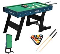 DEVESSPORT Mesa de Billar Plegable para Niños y Principiantes | Montaje Fácil, Troneras de Caída, Tacos y Juego Completo de Accesorios Incluidos