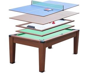 DEVESSPORT Mesa Multijuego 5 en 1 | Billar, Ping-Pong, Air Hockey, Póker y Mesa de Comedor | Diseño Elegante y Funcional | Incluye Todos Los Accesorios para Jugar