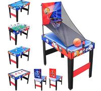 Devessport Mesa Multijuegos 7 en 1 - Futbolín, Billar, Ping Pong, Hockey, Baloncesto, Dardos y Tiro con Arco | Mesa de Juegos Práctica y Robusta (142x76x92 cm, 26 kg) con Accesorios