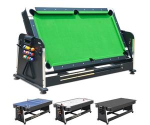DEVESSPORT Multijuego Giratorio 4 en 1 Olimpus | Mesa de Billar, Air Hockey, Ping-Pong y Mesa de Comedor | 203.5x112x81 cm | Incluye Todos los Accesorios para los 3 Juegos