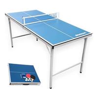DEVESSPORT Pack Min Mesa Ping Pong Infantil 150x67x69 cm | Mini Mesa Plegable para Interior y Exterior | Incluye 2 Raquetas, 3 Pelotas y Red