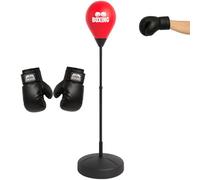 DEVESSPORT Punching Ball Infantil Rojo | Altura Ajustable de 1,26 a 1,46 m, con Guantes de Boxeo y Base Rellenable - Juego de Boxeo para Niños a Partir de 5 Años