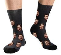 DEVFISH Calcetines faciales personalizados para hombres y mujeres, Negro, L