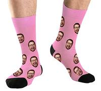 DEVFISH Calcetines faciales personalizados para hombres y mujeres, Rosa., M