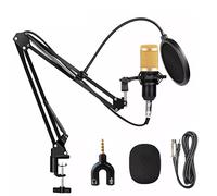 DEVICE OF URBAN INFOTECH BM800 - Kit de micrófono condensador de grabación de estudio profesional con soporte de choque, soporte de brazo NB-35 y filtro pop para cantar, podcast de YouTube (negro)