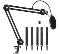 DEVICE OF URBAN INFOTECH Soporte de brazo de micrófono, soporte de micrófono resistente con clip de micrófono y bridas para cable para Blue Yeti Snowball y Blue Yeti Nano (con filtro pop)