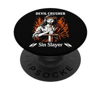 Devil Crusher Pecado Slayer Jesús Guerra Espiritual Cristiano PopSockets PopGrip Adhesivo