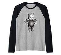 Devil Demon Kewpie Baby Vintage Vampiro Camiseta Manga Raglan