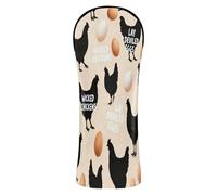 Devil Egg Black Chicken Beige Golf Club Head Cover Set Premium Leather Accessories with Number Tag for Driver Fairway Hybrid Wood