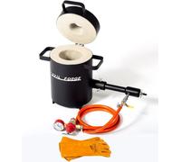 DEVIL-FORGE Horno Fundir Metales Gas Propano 2kg FB1S, 1 Quemador DFP (80.000 BTU), Guantes para fundición, Joyeros, Herreros, Refinerias, 1450°C Oro, Plata, Cobre, Aluminio, Latón, Bronce etc PREMIUM