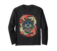 Devil Hannya Máscara Japonesa de Flor de Cerezo de Demonio Yokai Oni Manga Larga
