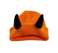 Devil Horns - Gorro de punto con cuernos para mujer, hip hop, cuernos de demonio, gorro para invierno, cálido, para esquí, al aire libre, sombrero de Estados Unidos, naranja, Talla única