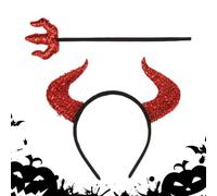 Devil Horns Headband And Pitch For Glitter Halloween Accessories For Women