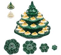 Deviled Egg Christmas Tree Platter,Creative Christmas Tree Deviled Egg Holder,Reusable Resin Eggs Carrier Holder Serving Tray for Cookie Appetizer Festive Holiday Parties Home Decor (Green,M)