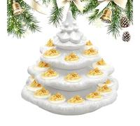 Deviled Egg Tray - 4 Layer Christmas Tree Shaped Serving Platter Holiday Gatherings Thanksgiving Wedding Barbecue | 26 Hole Party Tableware Stackable Flexible Appetizer Display for Outdoor Indoor