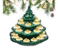 Deviled Egg Tray - 4 Layer Christmas Tree Shaped Serving Platter Holiday Gatherings Thanksgiving Wedding Barbecue | 26 Hole Party Tableware Stackable Flexible Appetizer Display for Outdoor Indoor