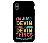 Devin está aquí Haciendo Cosas de Devin, Divertido Nombre de Devin Carcasa para iPhone X/XS