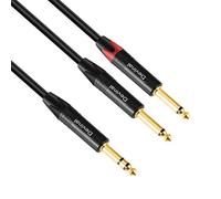 Devinal Cable de 1/4 a doble 1/4 de y-Splitter de 6,35 mm TRS a Dual 6,35 mm TS Cable de inserción, cuarto de pulgada estéreo a 2 cuartos de pulgada Mono Envía y Devuelve Patch Cable 6 pies