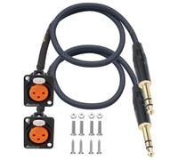 Devinal Cable de paso XLR, montaje en panel XLR hembra a adaptador de conector TRS de 1/4 pulgadas, convertidor de alimentación de micrófono/paso para caja de escenario, panel de conexión, caja de