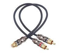 Devinal Cable divisor RCA, adaptador RCA hembra a doble macho chapado en oro, cable en Y de audio estéreo resistente (1 hembra a 2 macho) de 10 pulgadas (25 cm)