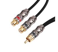 Devinal Cable Divisor RCA/Phono, Adaptador RCA macho a doble hembra, Cable de audio estéreo Y, Heavy Duty, chapado en oro, para subwoofer (1 hombre para 2 mujeres) 10" (25 cm)