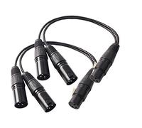 Devinal Cable divisor XLR hembra a 2 machos, cable en Y equilibrado, conector de 3 pines a 2 enchufes, cable adaptador de 1 pie, paquete de 2