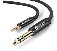 Devinal Cable estéreo de 1/8 a 1/4, cable de audio TRS de 6,35 mm a 3,5 mm, cable adaptador de interconexión con trenzado de nailon extra duradero, chapado en oro de 6,6 pies