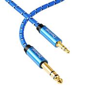 Devinal - Cable estéreo de 3,5 mm a 6,35 mm, resistente, cable TRS de interconexión de 1/8 a 1/4, conector mini a cuarto de pulgada, cable de audio con trenza de nailon extra resistente, chapado en oro, 3 metros