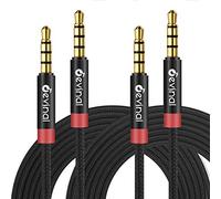 Devinal Cable TRRS de 3,5 mm, cable auxiliar de 4 polos de 1/8 pulgadas, cable auxiliar estéreo de nailon trenzado macho a macho de 1 m (paquete de 2)