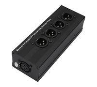 Devinal Caja divisora de audio XLR de 1 en 4 salidas; convertidor equilibrado XLR 1 hembra a 4 machos; cable de audio pasivo estéreo de 4 vías