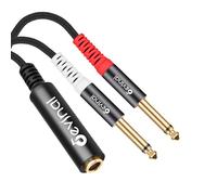 Devinal TRS a cable de conexión TS dual, estéreo hembra de 1/4 pulgadas a adaptador TS macho dual de 6,35 mm y hembra de 6,35 mm a 2 divisores mono Y de 1/4 pulgadas, 1 pie