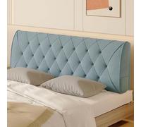 DEVINK Cubierta Cojín Almohada Individual/Doble/Queen/King Size Funda para Cabeceros De Cama, Almohadas para Cabecera De Cuña, Madera/Hierro, Protectora A Prueba De Polvo (150×58×6cm, Blue 1)