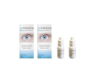 DeVisión Lágrimas Artificiales 15 ml - Pack de 2 Unidades - Gotas Oftálmicas con Hialuronato Sódico 0,10% - Lubricante Ocular para Aliviar la Sequedad, Irritación y Cansancio Ocular - Envase Gotero