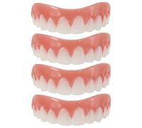 DEVNWIGMO 4 Piezas Fundas Dentales Postizas Cubiertas Dentales Falsos Dientes Temporales Prótesis Removibles de Silicona Efecto Natural y Cómodo Adecuadas para