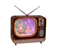 DEVNWIGMO Caja de Música Navideña Lámpara de Mesa Decoración Festiva Figura de Resina Globo Musical con Diseño de Televisión Y 8 Canciones Adecuado para Regalos, Papá Noel Y El Alce, Individual