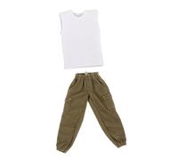 DEVNWIGMO Pantalones Cargo Y Camiseta Sin Mangas para Muñeco Masculino en Miniatura a Escala 1/12. Ropa de Moda para Figuras de Acción Masculinas de 6 Pulgadas, Blanco