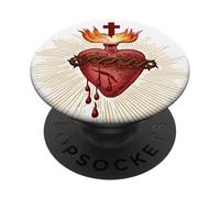 Devoción al Sagrado Corazón de Jesús Arte Católico Vintage PopSockets PopGrip Adhesivo