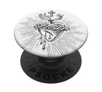 Devoción al Sagrado Corazón de Jesús Arte Católico Vintage PopSockets PopGrip Adhesivo