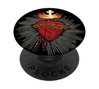Devoción al Sagrado Corazón de Jesús Arte Católico Vintage PopSockets PopGrip Adhesivo
