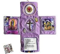 Devocional de Bolsillo Artesanal - Edición Fe, Santuario de Bolsillo con Cruz de Plata Incluida en El Interior, Devocionales y Marcapáginas de Bolsillo, Escrituras y Oraciones Diarias (Morado)