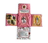 Devocional de bolsillo hecho a mano, edición de fe, edredón de oración con cruz plateada en el interior, santuario de bolsillo católico bordado, bolsa de tela plegable para regalo cristiano de