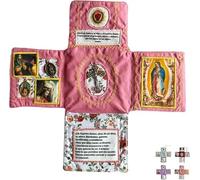 Devocional de bolsillo hecho a mano, edición de fe, libro de oración de bolsillo bordado hecho a mano, bolsa de tela plegable en forma de cruz de 10 pulgadas, kit de viaje católico con cruz, imágenes