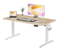 Devoko 110x53cm Elevable Eléctrico con Tablero de Una Pieza, Mesa Escritorio Elevable Regulable en Altura 72-116 cm, Standing Desk con 4 Alturas de Memoria Beige