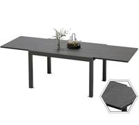 Devoko Ausziehbarer Gartentisch, Wetterfest Aluminium 130-260x80x75cm Outdoor Esstisch für 6-8 Personen, Leicht zu Reinigen, Dunkelgrau