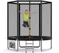 Devoko Cama Elástica Exterior para Niños Ø 183/228/305/366/427 cm, Trampolines para Niños con Malla de Zapatos, Escalera, Red de Seguridad, Capacidad de Carga 50 kg
