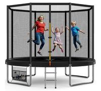 Devoko Cama Elástica Exterior para Niños Ø 183/228/305/366/427 cm, Trampolines para Niños con Malla de Zapatos, Escalera, Red de Seguridad, Capacidad de Carga 50-150 kg