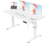 Devoko Escritorio Elevable Eléctrico 160 * 80cm Mesa para Computadora Ajustable en Altura con Bandeja de Gestión de Cables y Memoria de 3 Funciones,con Tecnología Anticolisión Blanco